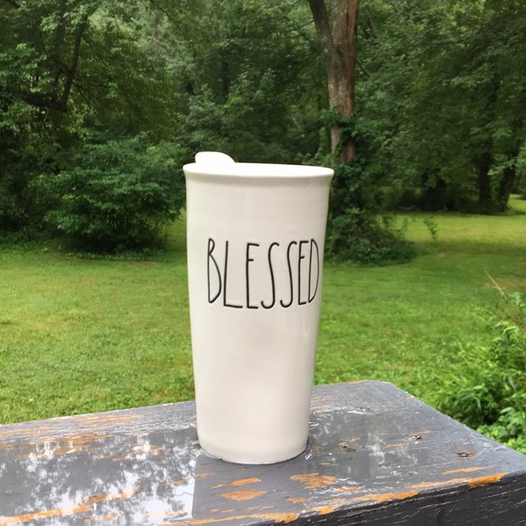 Rae Dunn "Blessed" ceramic tall mug with lid - Picture 1 of 7